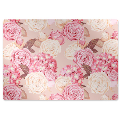 Tapis bureau Fleurs de roses et hortensias