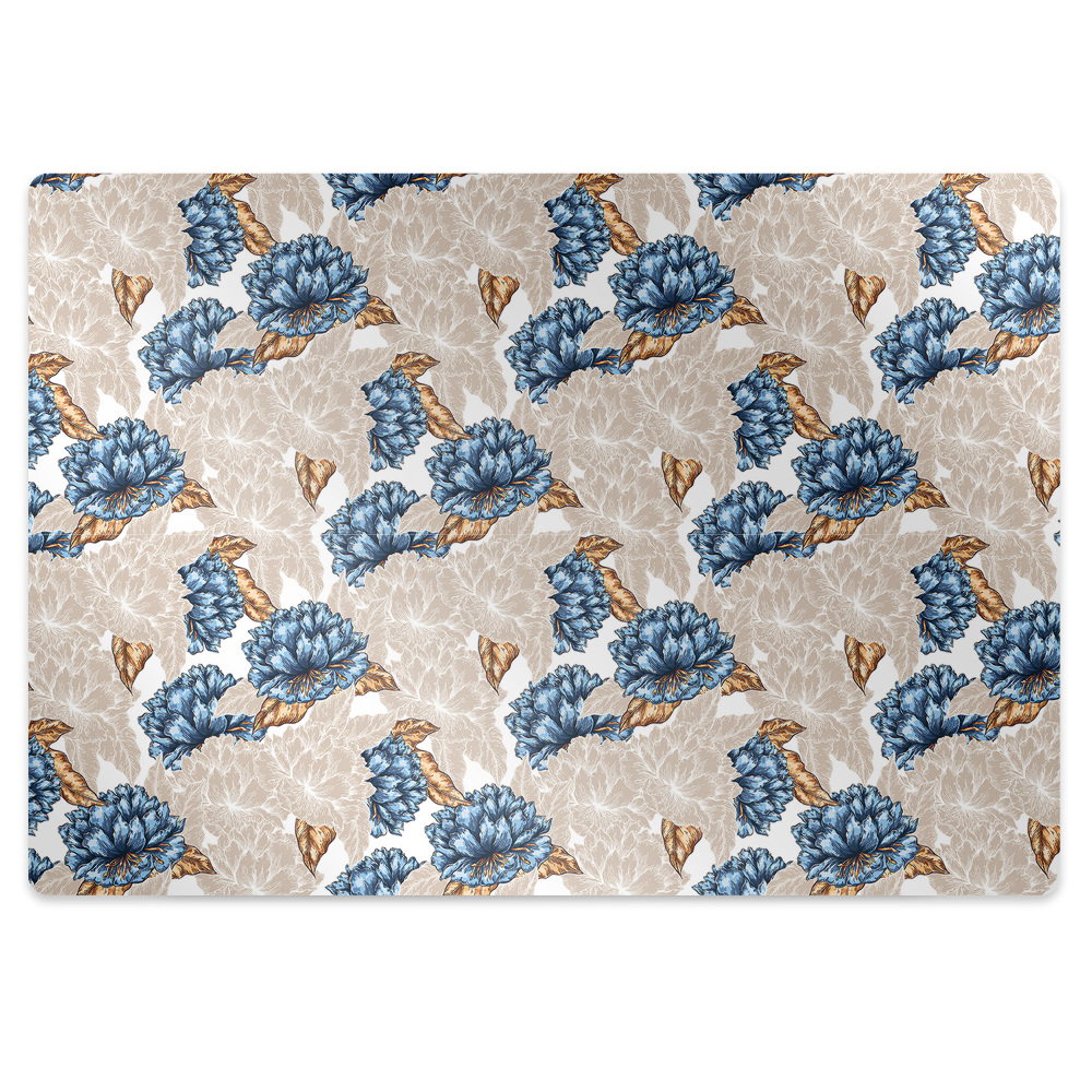 Tapis protection sol Fleurs bleues