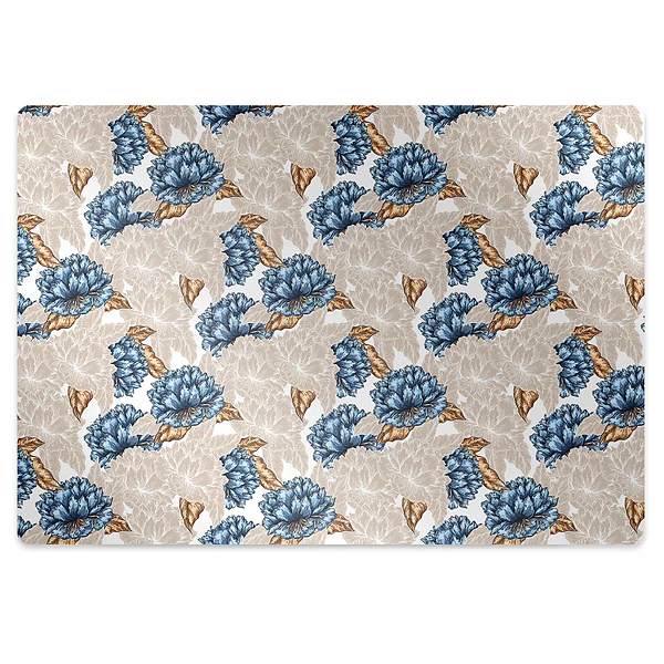 Tapis protection sol Fleurs bleues
