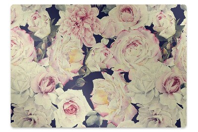 Tapis fauteuil bureau Fleurs de roses blanches