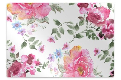 Tapis de chaise Fleurs de roses à l'aquarelle