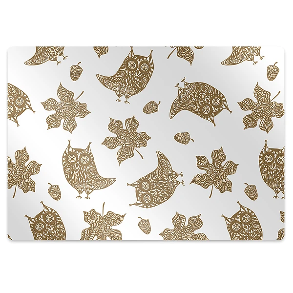 Tapis de chaise de bureau Feuilles et hiboux