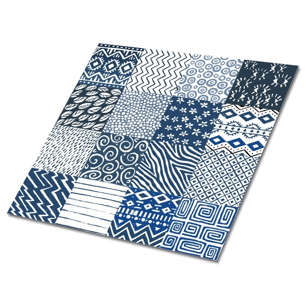 Carreau vinyl adhésif Mosaïque à motifs bleus