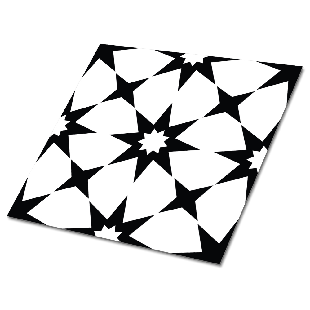 Carreau vinyl adhésif Étoiles noires et blanches