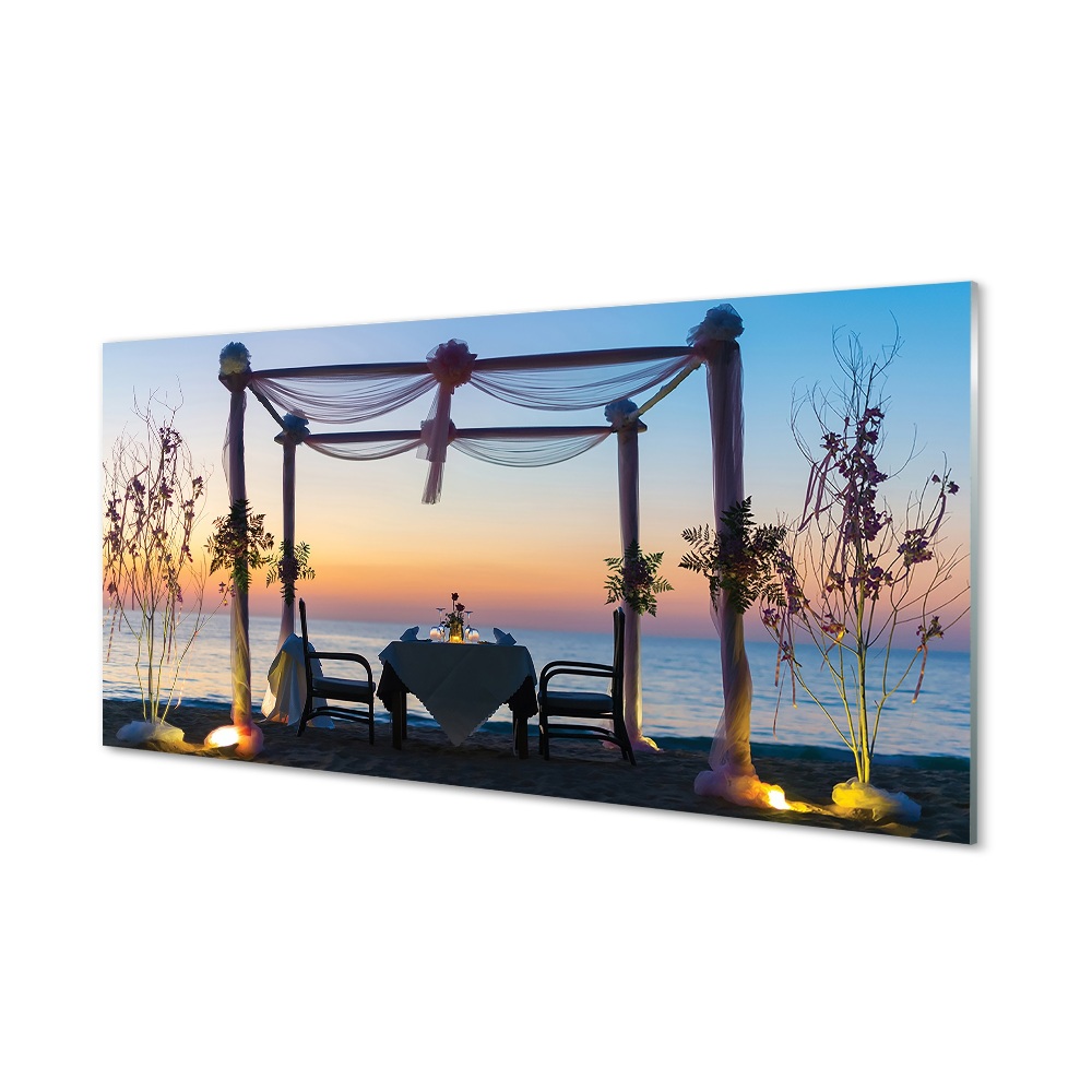 Tableau en verre Dîner à l'ouest de la mer