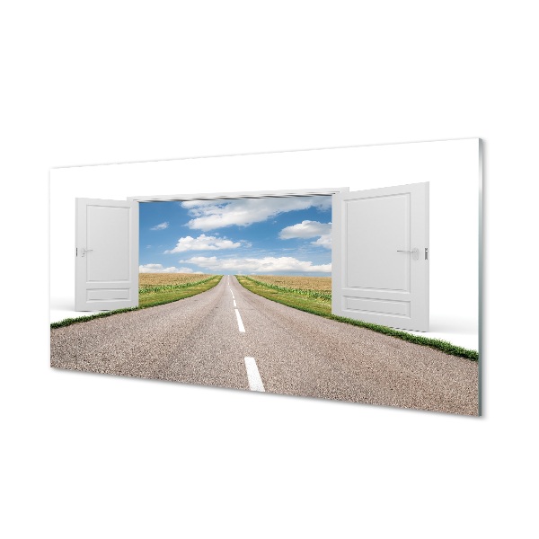 Tableau sur verre Champ route porte 3d