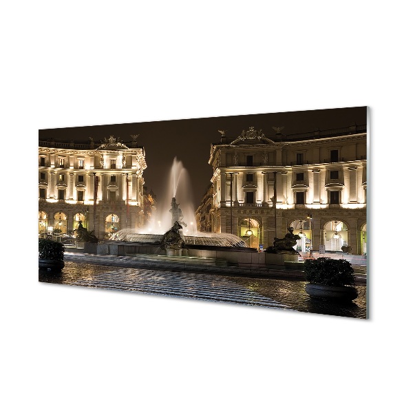 Tableau imprimé sur verre Rome fountain square nuit