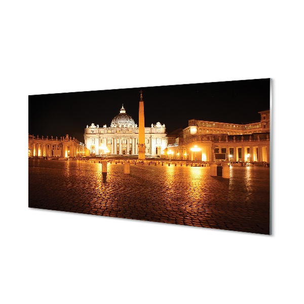 Tableau verre imprimé Rome basilica square nuit