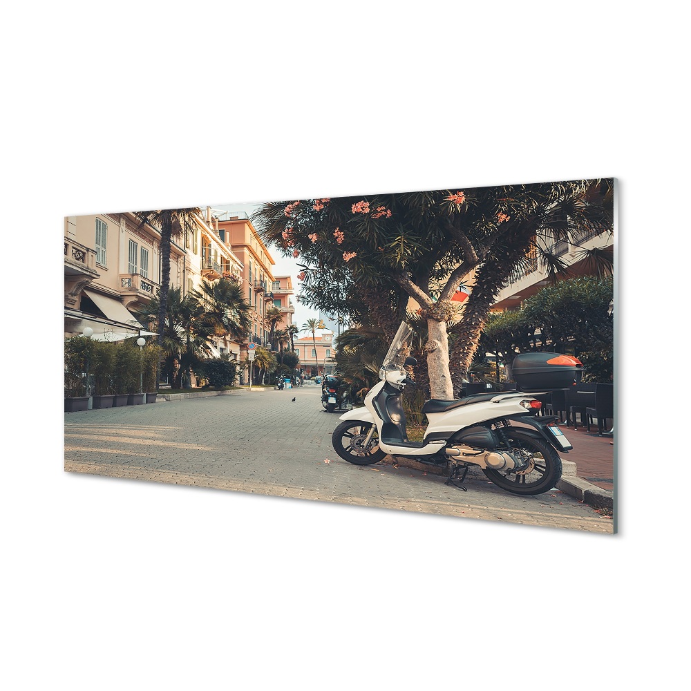 Tableau verre imprimé Ville motos de l'été de palme