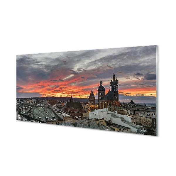 Tableau en verre Panorama cracovie sunset