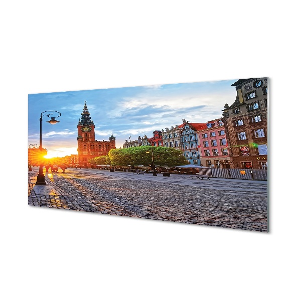 Tableau imprimé sur verre Gdańsk vieux lever du soleil ville