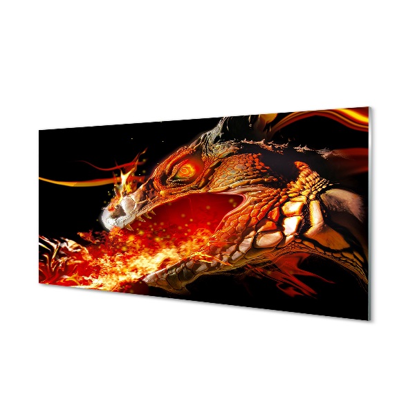 Tableau sur verre Dragon cracheur de feu