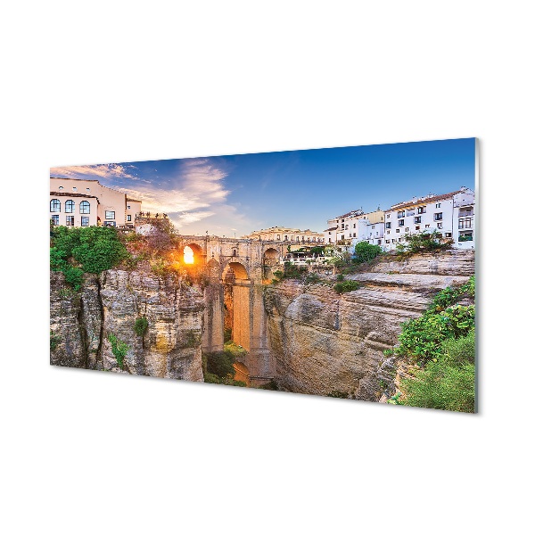 Tableau imprimé sur verre Coucher de soleil espagne pont