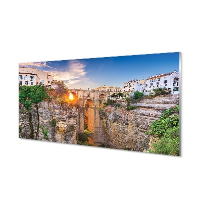 Tableau imprimé sur verre Coucher de soleil espagne pont