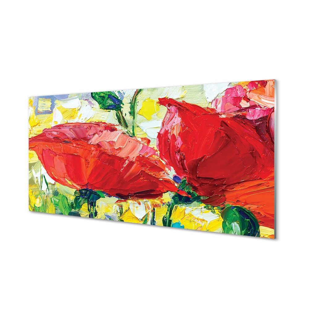 Tableau en verre Fleurs rouges