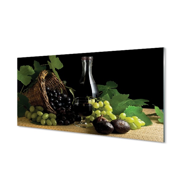 Tableau photo sur verre Feuilles de vigne de vin corbeille