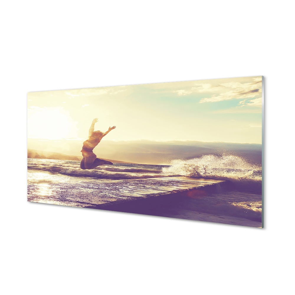 Tableau en verre Nuages lac femmes
