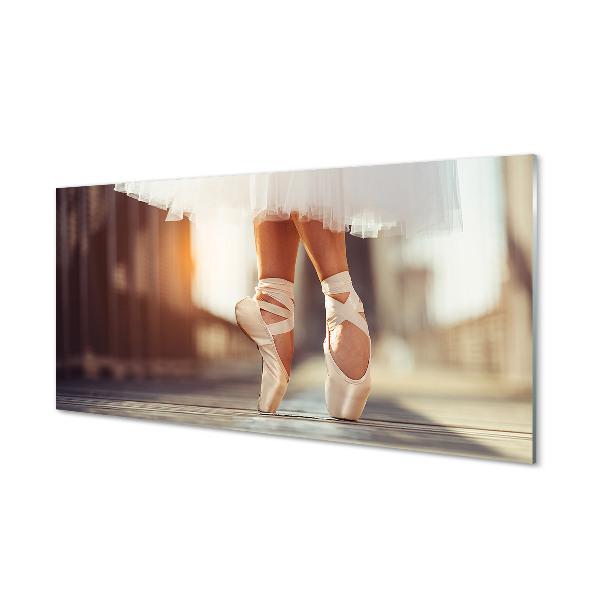 Tableau verre imprimé Chaussures de ballet blanc les jambes de femme