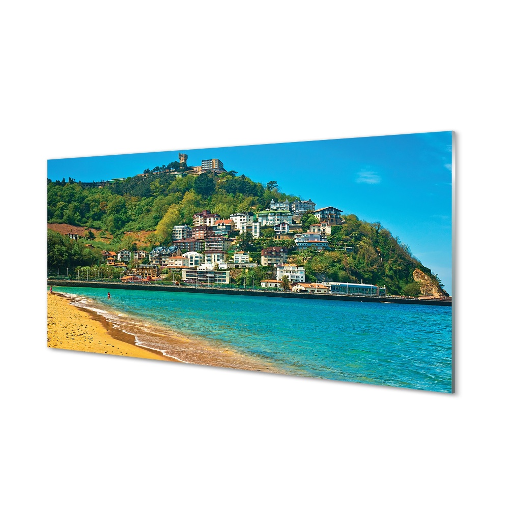Tableau sur verre Ville de montagne espagne plage