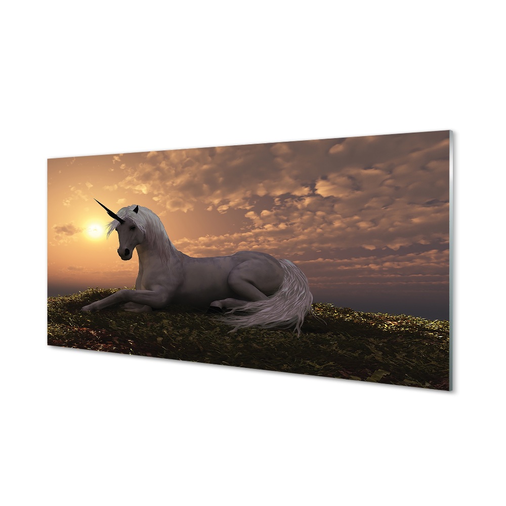 Tableau verre imprimé Coucher du soleil de montagne unicorn