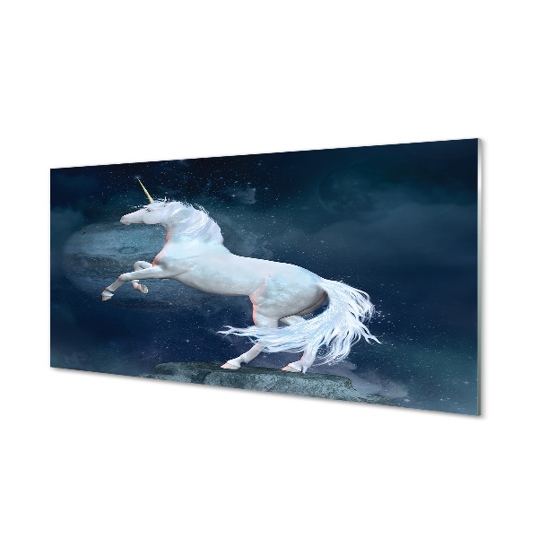 Tableau verre imprimé Ciel planète licorne