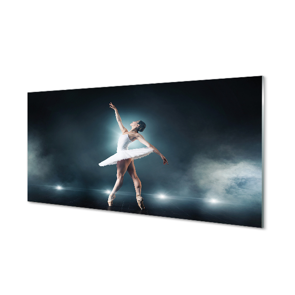 Tableau sur verre Femme robe ballet blanc