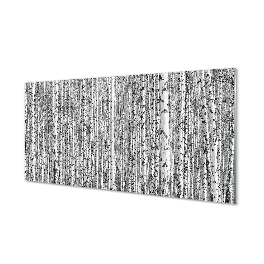 Tableau sur verre Forêt de noir et blanc