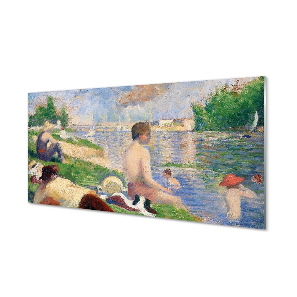 Tableau photo sur verre Plage d'art sur le lac