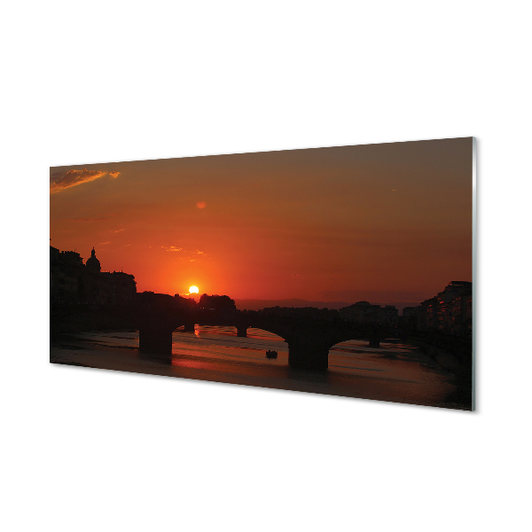 Tableau en verre Coucher de soleil italie rivière