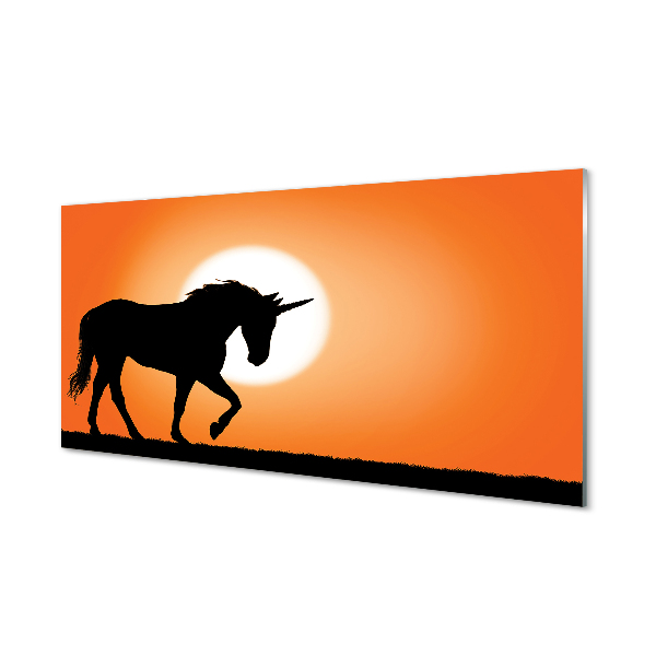 Tableau verre imprimé Sunset unicorn