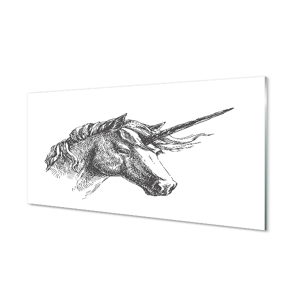 Tableau photo sur verre Dessin licorne