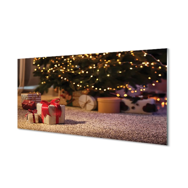 Tableau imprimé sur verre Cadeaux sapin de noël