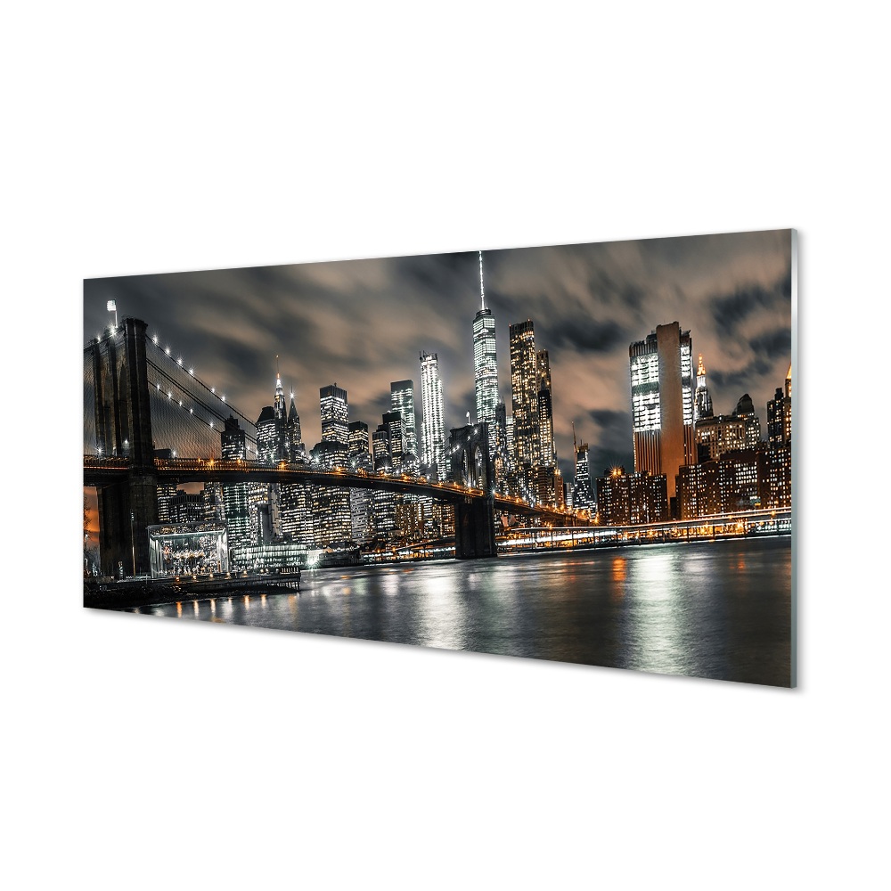 Tableau verre imprimé Pont panorama nocturne