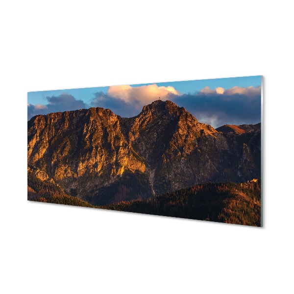 Tableau sur verre Coucher du soleil montagne