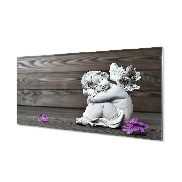 Tableau sur verre Planches au bois dormant fleurs d'ange