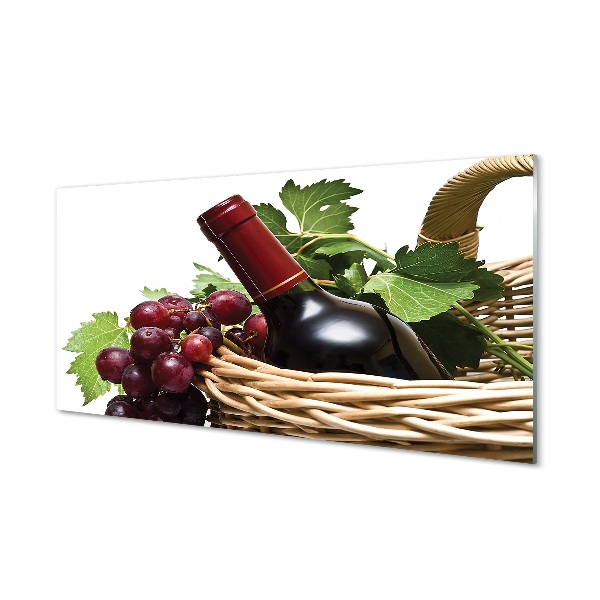 Tableau sur verre Raisins de vin corbeille