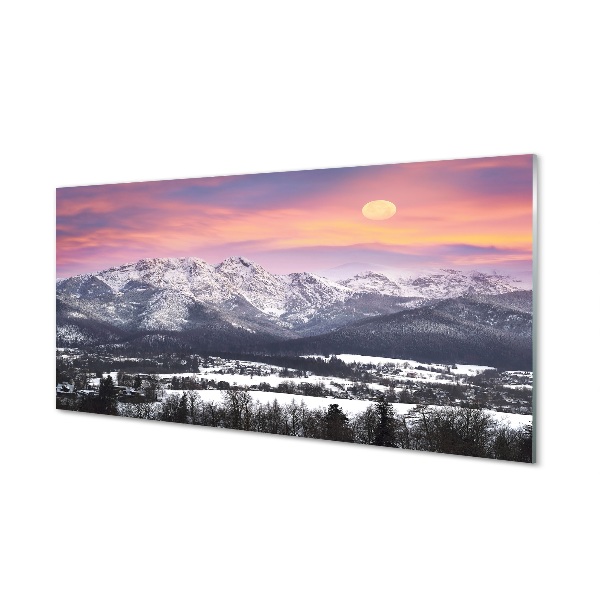 Tableau photo sur verre Montagne hiver