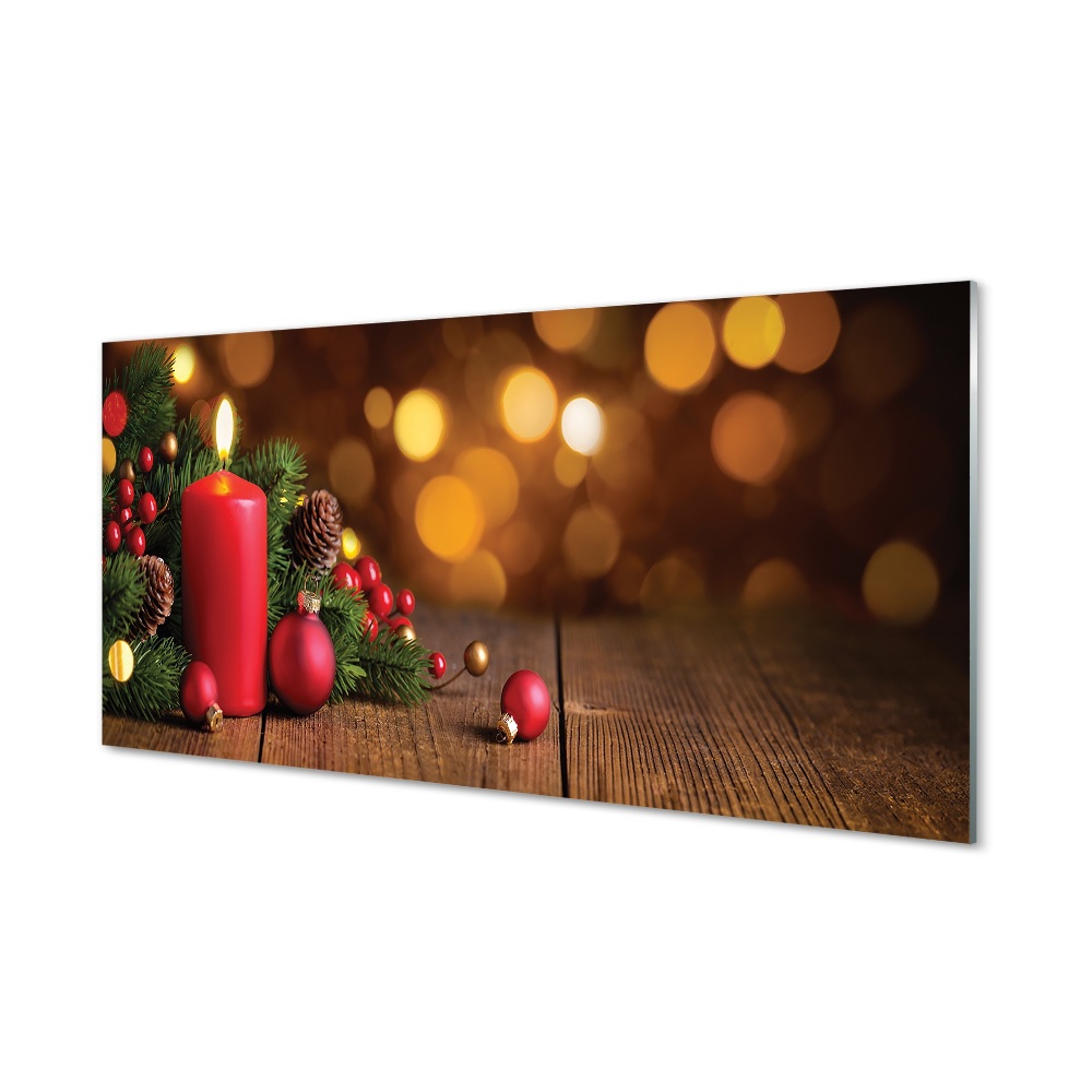 Tableau photo sur verre Planches bougie de babioles brindilles