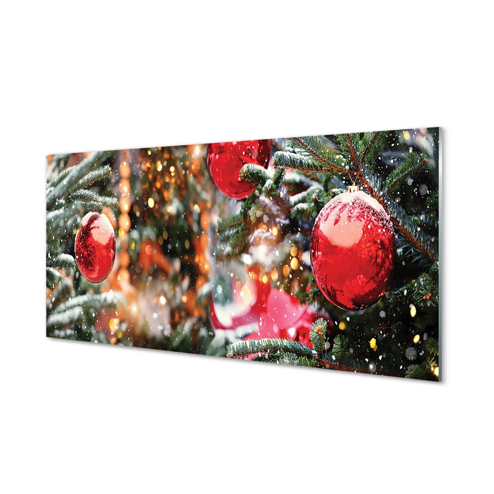 Tableau verre imprimé Babioles d'arbres de noël de neige