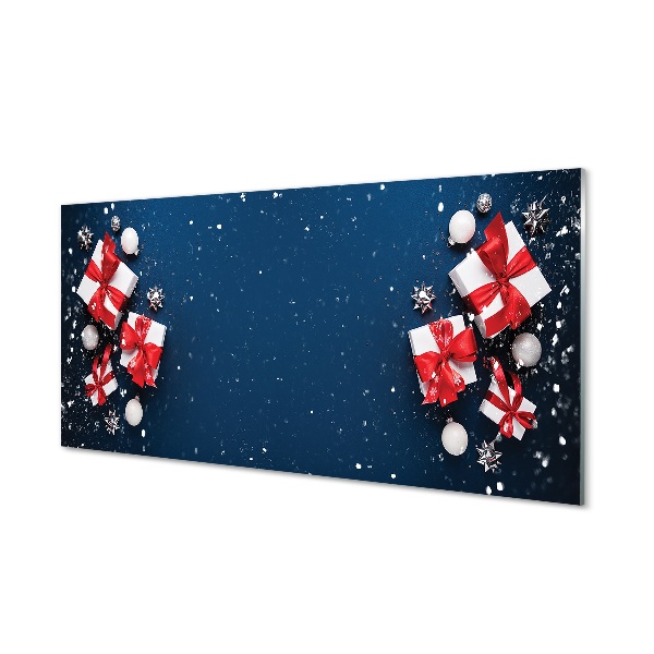 Tableau imprimé sur verre La neige cadeaux