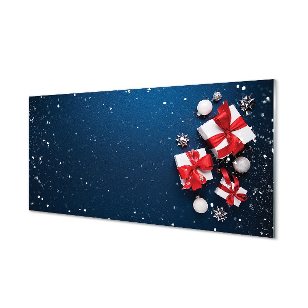 Tableau photo sur verre La neige cadeaux