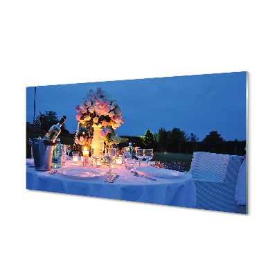 Tableau photo sur verre Tulipes roses vin dîner