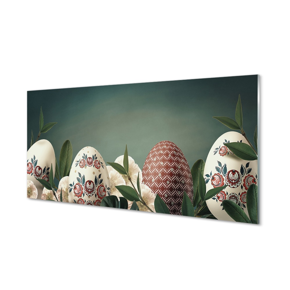 Tableau en verre Feuilles fleurs d'oeuf