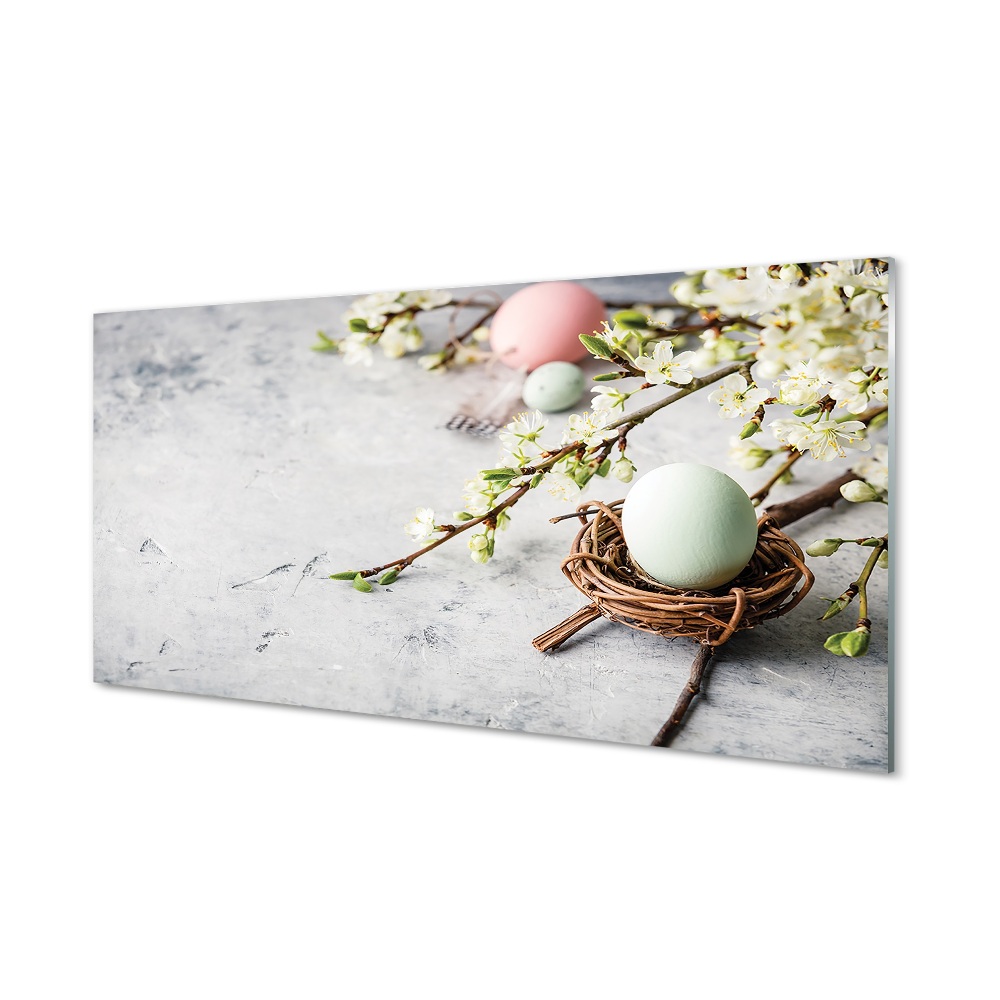 Tableau photo sur verre Fleurs oeufs