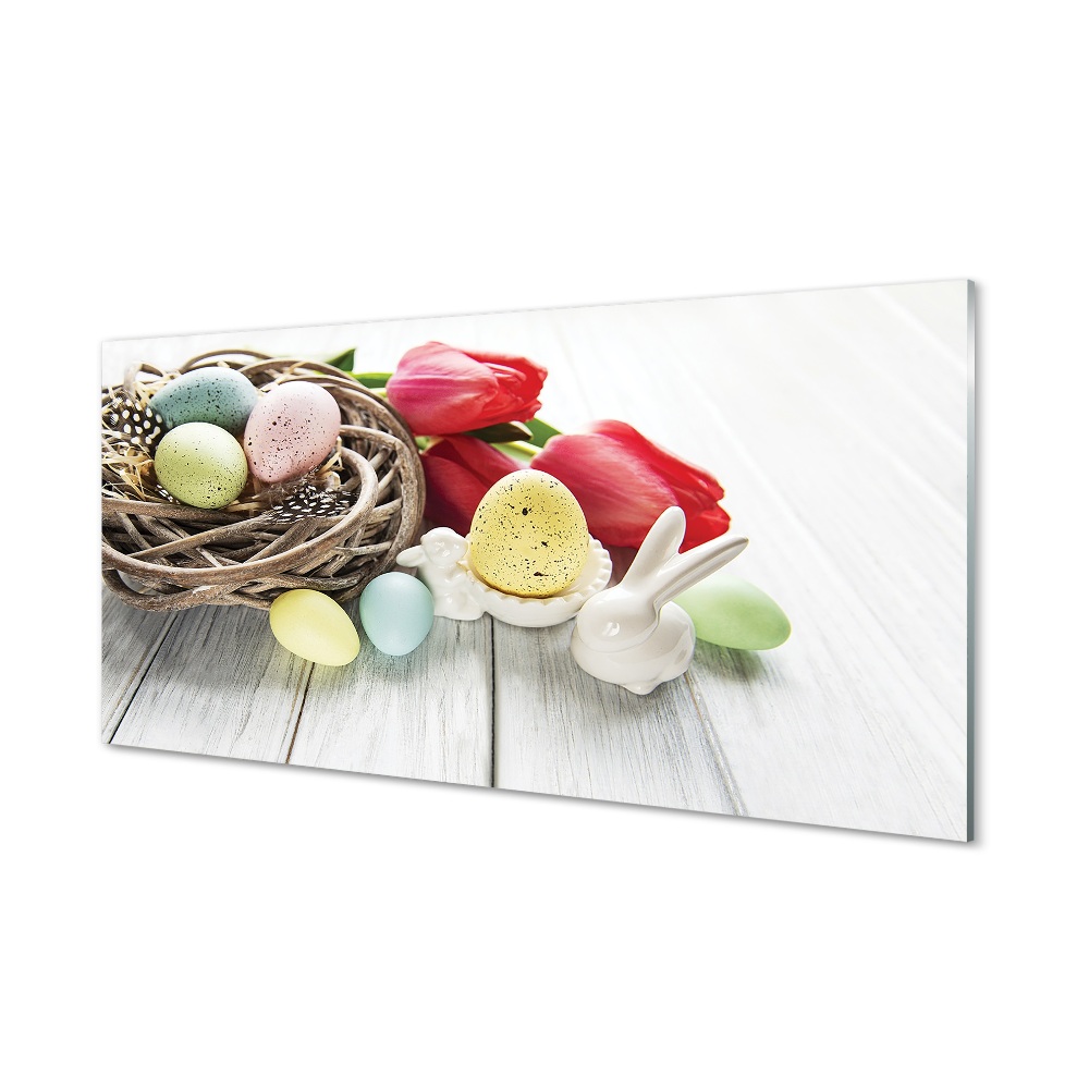 Tableau imprimé sur verre Tulipes œufs
