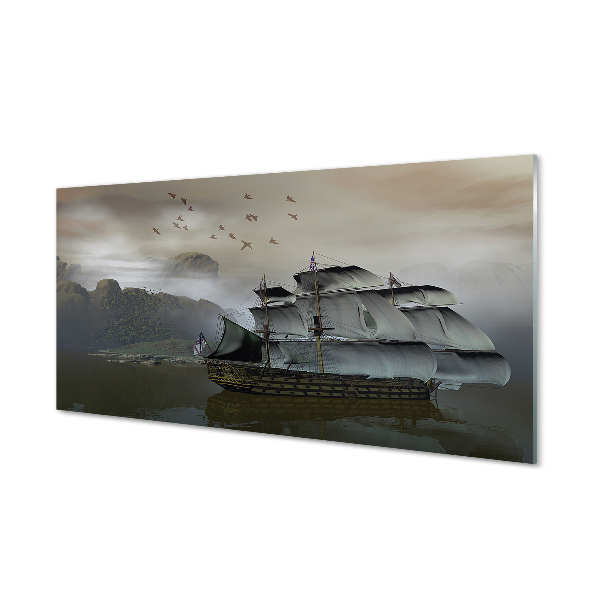 Tableau photo sur verre Montagnes de la mer de navires