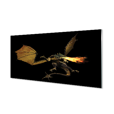 Tableau sur verre Dragon cracheur de feu