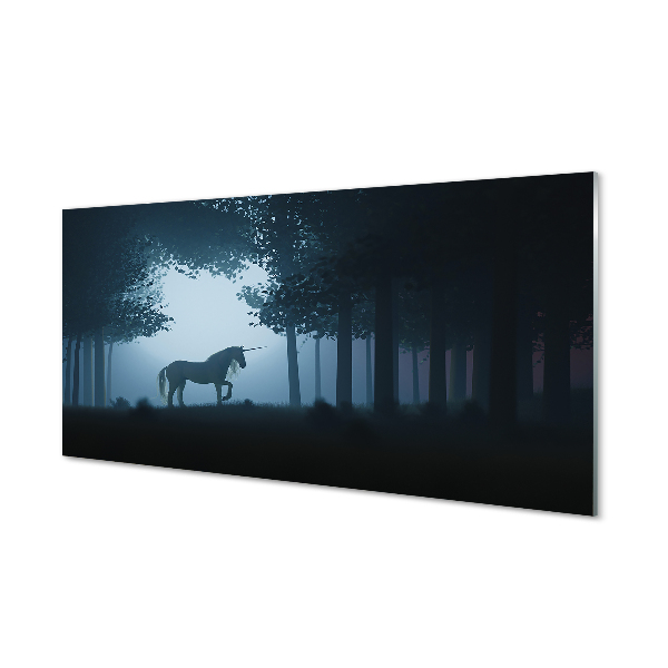 Tableau sur verre Las licorne nuit