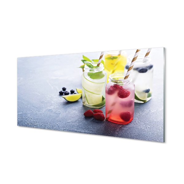 Tableau photo sur verre Citron framboise cocktail lime