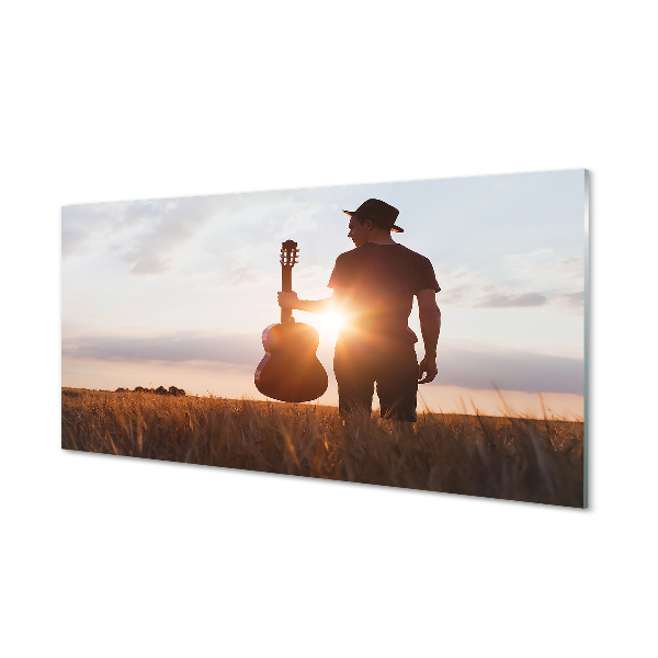 Tableau sur verre Homme guitare